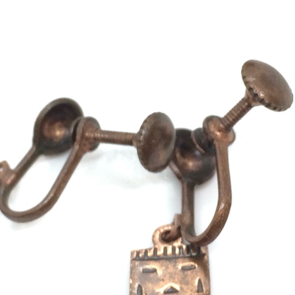 3/$30 VINTAGE SOUTHWEST STYLE COPPER KACHINA DOLL HOOP DANCER EARRINGS - Picture 8 of 11